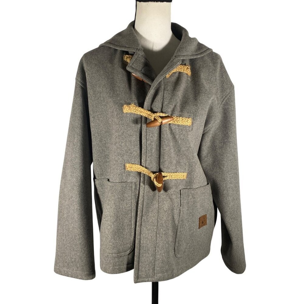 Vintage Ralph Ralph Lauren Wool Duffle toggle Coat Gray Toggle Closure XS preppy